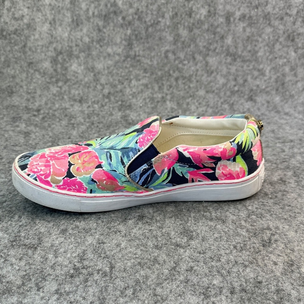 Lilly Pulitzer Julie Sneakers 6.5 Blue Tropical Floral Slip On Beach Club Blooms - Picture 8 of 13